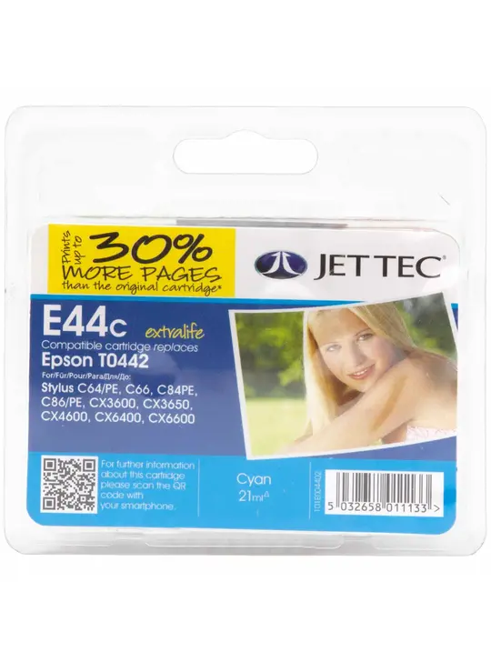 Картридж JetTec для Epson Stylus C64/C84 аналог C13T044240 Cyan (110E004402)