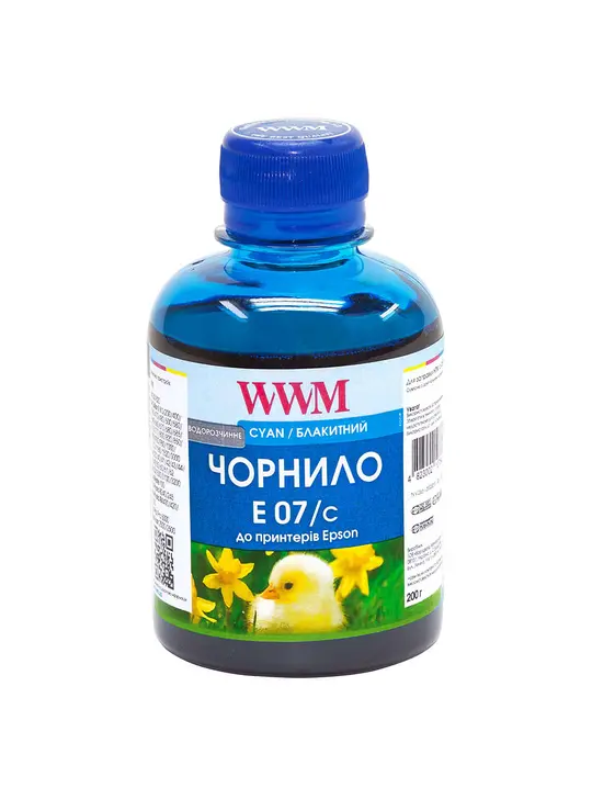 Чорнило WWM для Epson Stylus C42/C48/C62 200г Cyan водорозчинне (E07/C)