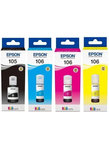 Набір оригінальних чорнил Epson для L7160/7180 №105/106 140мл/3x70мл B/C/M/Y (SET105B/C/M/Y)