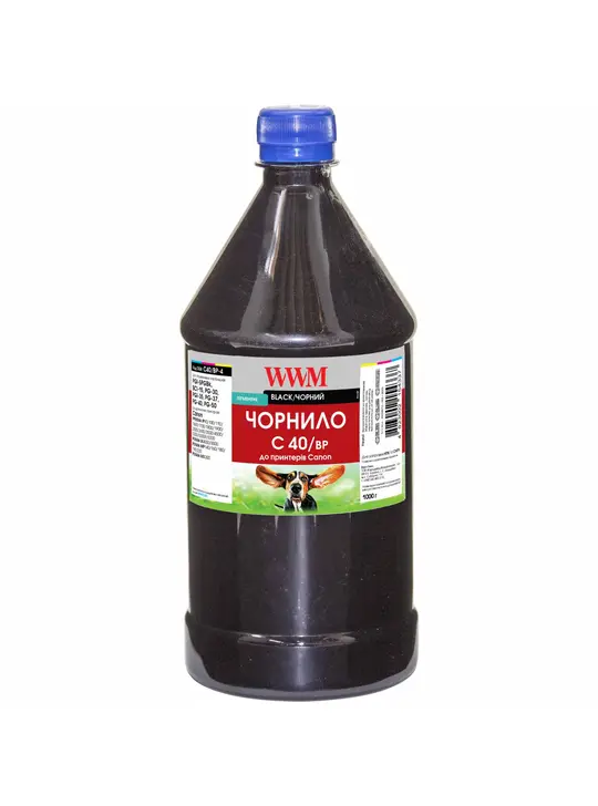 Чорнило WWM для Canon PG-40Bk/PG-50Bk/PGI-5Bk 1000г Black пігментне (C40/BP-4)