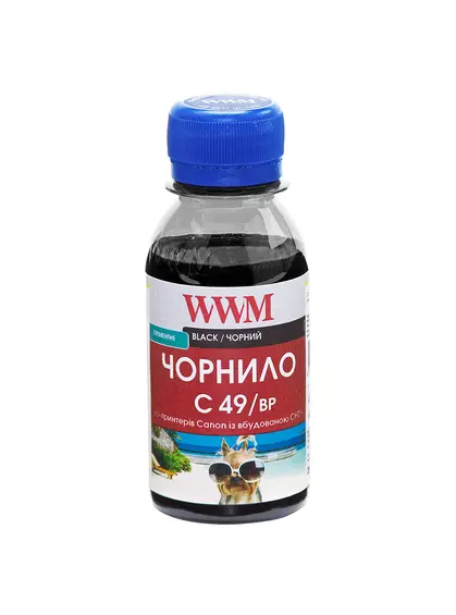 Чорнило WWM GI-490BK для Canon Pixma G1400/2400/3400 100г Black пігментне (C49/BP-2)