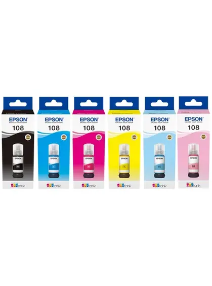 Набір оригінальних чорнил Epson для L8050 №108 6шт x 70мл B/C/M/Y/LC/LM (SET108E)