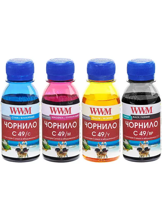 Комплект чорнил WWM для Canon G1400/G2400/G3400 4х100г BP/C/M/Y Пігментне/Водорозчинне (C49SET4-2)