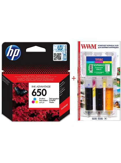 Картридж HP DJ Ink Advantage 2515 HP 650 + заправний набір Color (Set650C-inkHP) Картридж HP DJ Ink Advantage 2515 HP 650 + заправний набір Color (Set650C-inkHP)