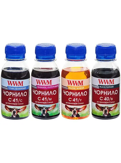 Комплект чорнил WWM для Canon PG-40/CL-41 4х100г B/C/M/Y водорозчинне (C40/41SET-2)