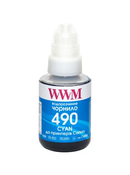 Чорнило WWM GI-490 для Canon G1400/G2400/G3400 140г Cyan (C490C) Чорнило WWM GI-490 для Canon G1400/G2400/G3400 140г Cyan (C490C)