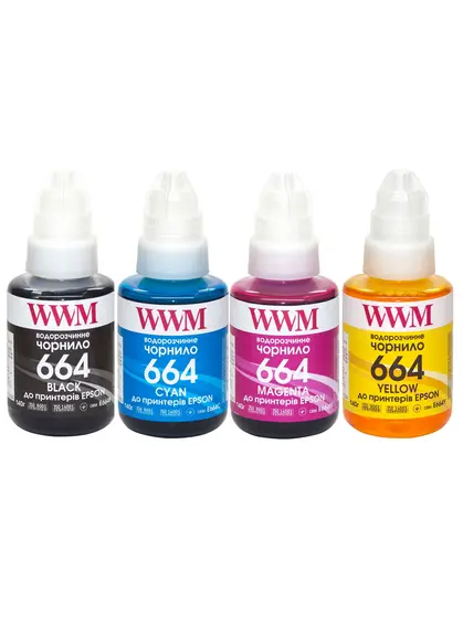 Комплект чорнил WWM 664 для Epson L110/L210/L300 4х140г B/C/M/Y (E664SET4) Комплект чорнил WWM 664 для Epson L110/L210/L300 4х140г B/C/M/Y (E664SET4)