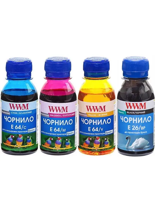 Комплект чорнил WWM для Epson L605/L4150/L1455 4х100г BP/C/M/Y Пігментне/Водорозчинне (E26/64SET4-2)