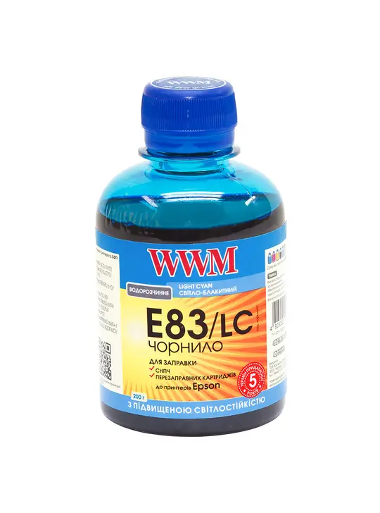 Чорнило WWM для Epson Stylus Photo T50/P50/PX660 200г Light Cyan водорозчинне (E83/LC) світлостійке