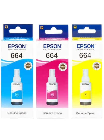 Набір оригінальних чорнил Epson для L110/L210/L300 №664 3шт x 70мл C/M/Y (SET664C/M/Y)