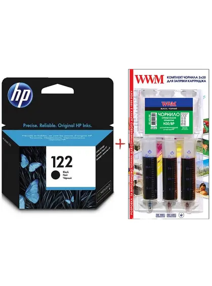 Картридж HP DJ 1050/3050 №122 Black + заправний набір Black (Set122B-inkHP) Картридж HP DJ 1050/3050 №122 Black + заправний набір Black (Set122B-inkHP)