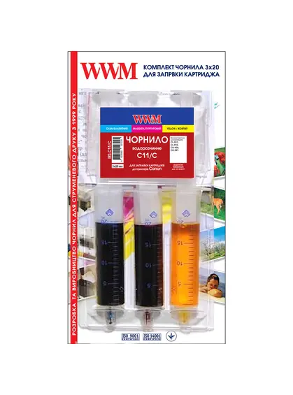 Заправочний набір WWM для Canon CL-511/CL-513 (3 x 20мл) 3шт x 20мл C/M/Y водорозчинне (IR3.C11/C)