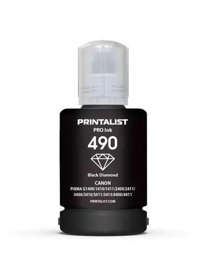 Чорнило PRINTALIST GI-490 для Canon G1400/G2400/G3400 140г Black пігментне (PL490BP)