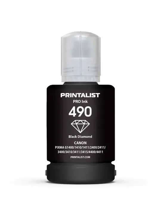 Чорнило PRINTALIST GI-490 для Canon G1400/G2400/G3400 140г Black пігментне (PL490BP)