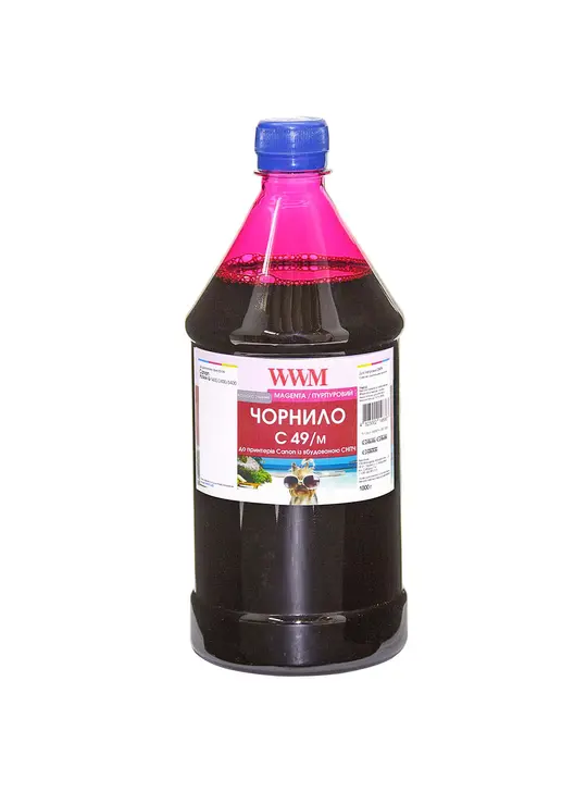 Чорнило WWM GI-490M для Canon Pixma G1400/2400/3400 1000г Magenta водорозчинне (C49/M-4)