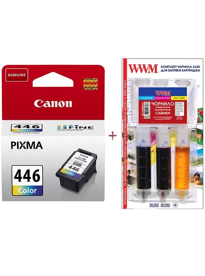 Картридж Canon Pixma MG2440/MG2540 CL-446 + заправний набір Color (Set446-inkC)