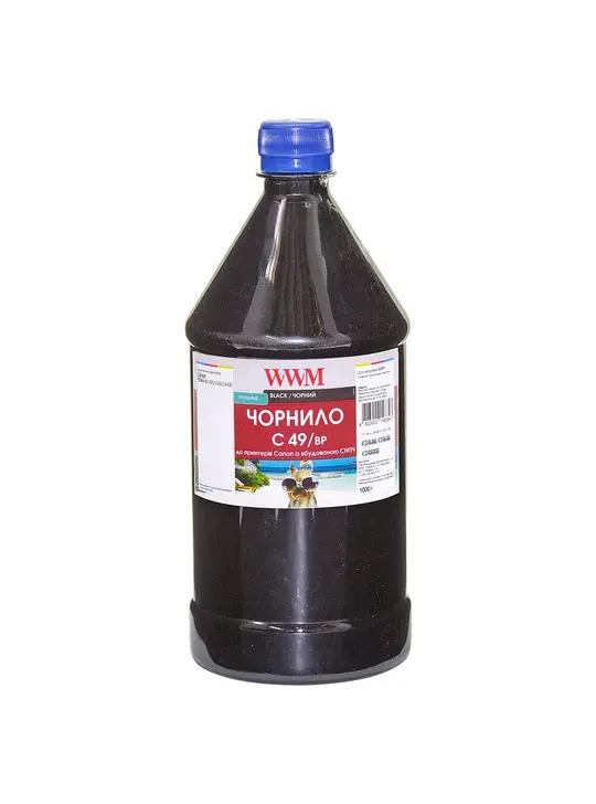 Чорнило WWM GI-490BK для Canon Pixma G1400/2400/3400 1000г Black пігментне (C49/BP-4)