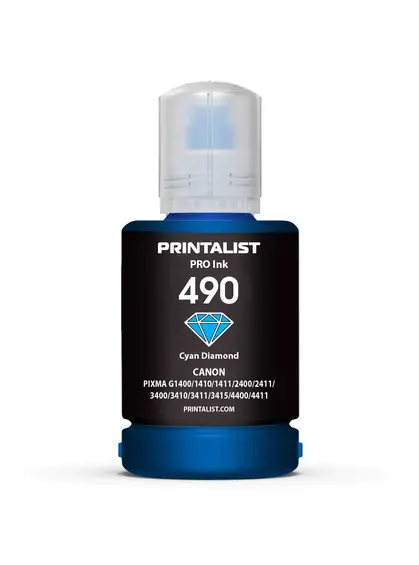 Чорнило PRINTALIST GI-490 для Canon G1400/G2400/G3400 140г Cyan водорозчинне (PL490C)