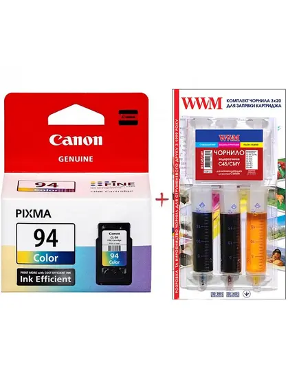 Картридж Canon Pixma E514 CL-94 + заправний набір Color (Set94-inkC)