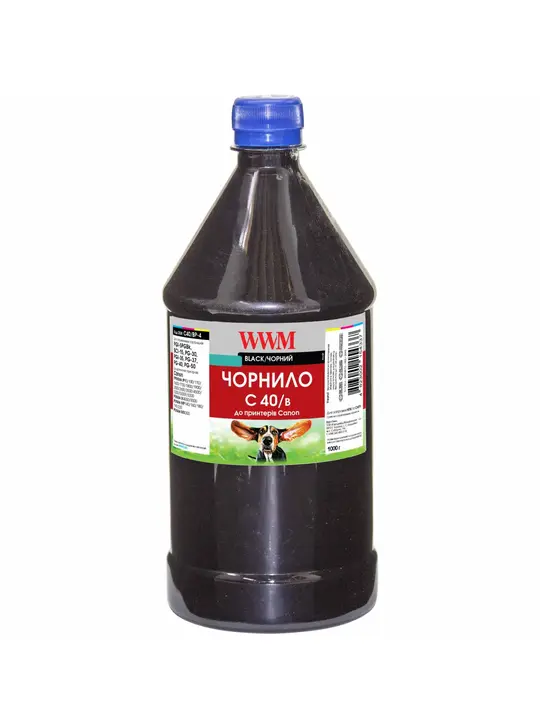 Чорнило WWM для Canon PG-40Bk/PG-50Bk/PGI-5Bk 1000г Black водорозчинне (C40/B-4)