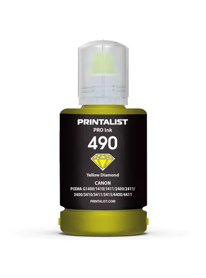 Чорнило PRINTALIST GI-490 для Canon G1400/G2400/G3400 140г Yellow водорозчинне (PL490Y)