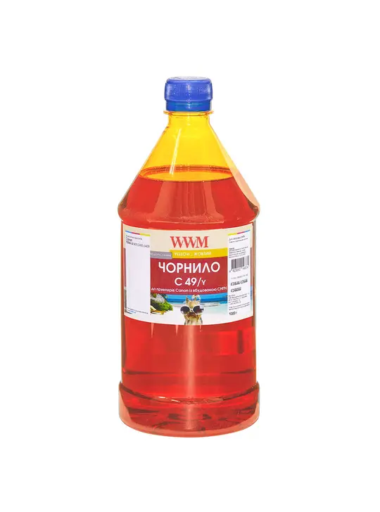 Чорнило WWM GI-490Y для Canon Pixma G1400/2400/3400 1000г Yellow водорозчинне (C49/Y-4)
