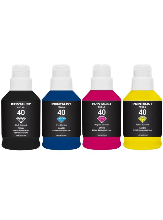 Комплект чорнил PRINTALIST GI-40 для Canon G5040/G6040 4х190г BP/C/M/Y Пігментне/Водорозчинне (PL40SET4)