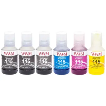 Комплект чорнил WWM 115 для Epson L8160/L8180 6х140г B/C/M/Y/G/BP Пігментне/Водорозчинне (E115SET6-2)