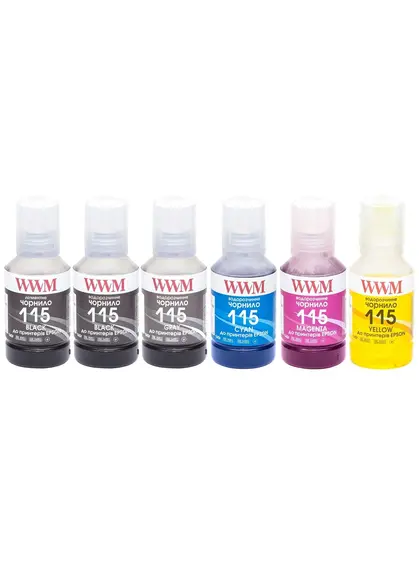 Комплект чорнил WWM 115 для Epson L8160/L8180 6х140г B/C/M/Y/G/BP Пігментне/Водорозчинне (E115SET6-2)