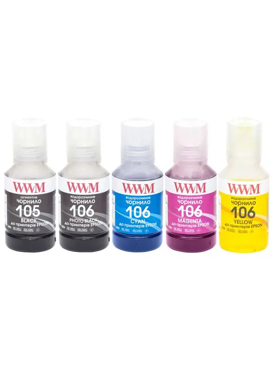 Комплект чорнил WWM 105/106 для Epson L7160 5х140г BP/PB/C/M/Y Пігментне/Водорозчинне (E105SET5)