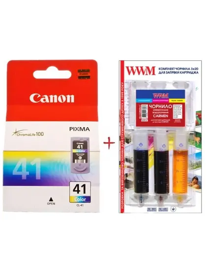 Картридж Canon Pixma MP210/MP450 CL-41C + заправний набір Color (Set41-inkC)