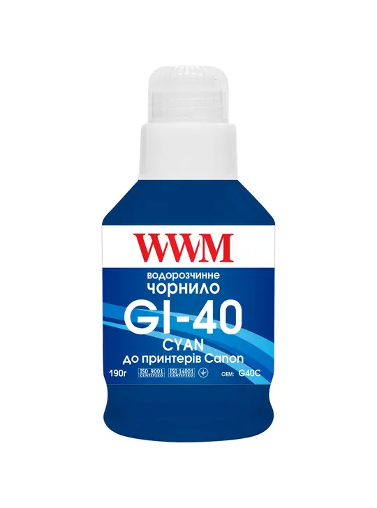 Чорнило WWM GI-40 для Canon G5040/G6040 190г Cyan (G40C)