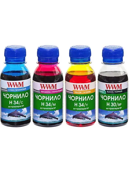 Комплект чорнил WWM для HP №21/121/131 4х100г BP/C/M/Y Пігментне/Водорозчинне (H30/34SET-2)