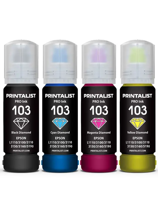 Комплект чорнил PRINTALIST 103 для Epson L3100/3110/3150 4х70г B/C/M/Y водорозчинне (PL103SET)