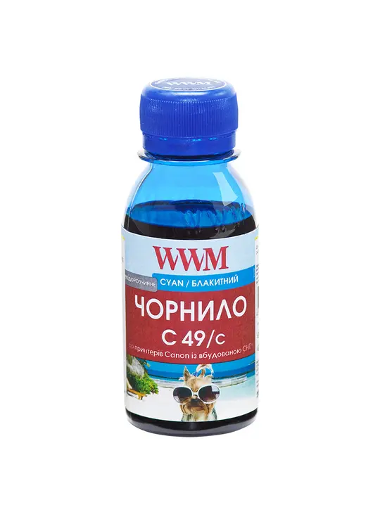 Чорнило WWM GI-490C для Canon Pixma G1400/2400/3400 100г Cyan водорозчинне (C49/C-2)
