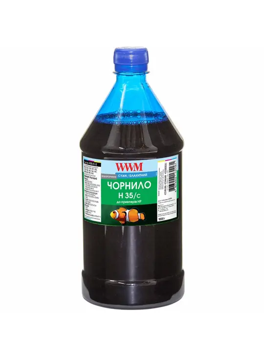 Чорнило WWM для HP №22/134/121 1000г Cyan водорозчинне (H35/C-4) для СНПЧ