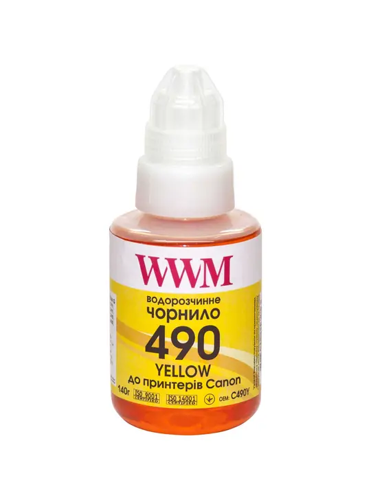 Чорнило WWM GI-490 для Canon G1400/G2400/G3400 140г Yellow (C490Y)