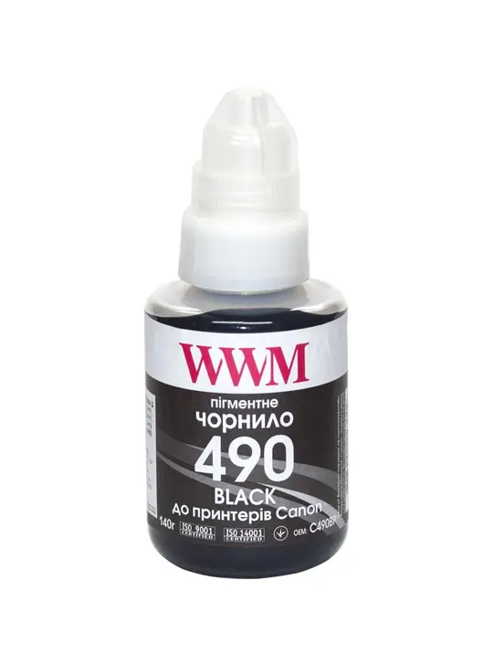 Чорнило WWM GI-490 для Canon G1400/G2400/G3400 140г Black пігментне (C490BP)