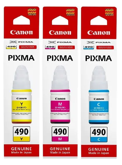 Набір оригінальних чорнил Canon для Pixma G1400/G2400/G3400 GI-490 3шт x 70мл C/M/Y (SET490C/M/Y)