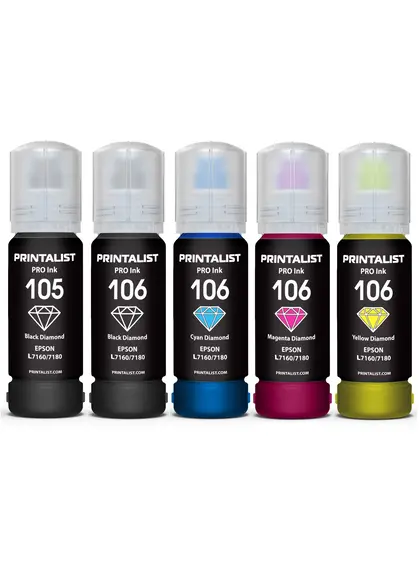 Комплект чорнил PRINTALIST 105 для Epson L7160 5х70г BP/PB/C/M/Y Пігмент/Водорозчинні (PL105SET)