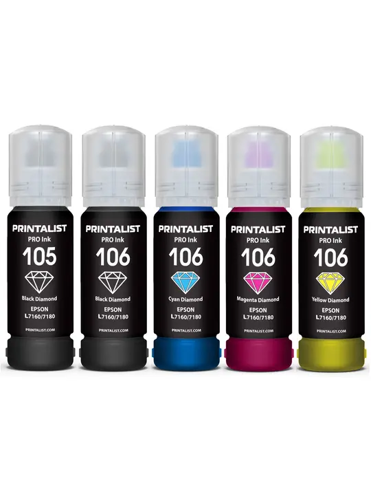 Комплект чорнил PRINTALIST 105 для Epson L7160 5х70г BP/PB/C/M/Y Пігмент/Водорозчинні (PL105SET)