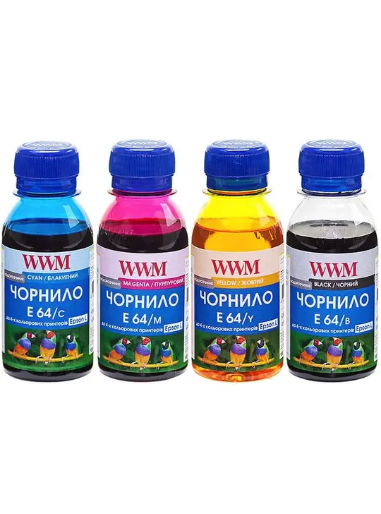 Комплект чорнил WWM для Epson L110/L210/L355 4х100г B/C/M/Y водорозчинне (E64SET4-2)