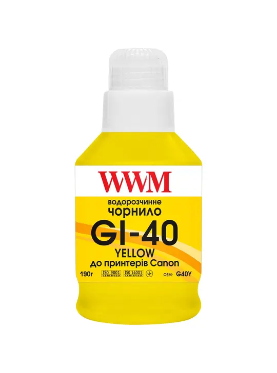 Чорнило WWM GI-40 для Canon G5040/G6040 190г Yellow (G40Y)