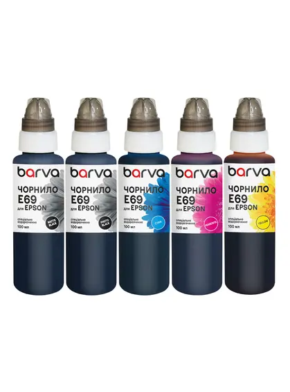 Комплект чорнил для Epson T69 спеціальні 5x100 мл, водорозчинні, MB/PB/C/M/Y Barva (E69-100-MP) Комплект чорнил для Epson T69 спеціальні 5x100 мл, водорозчинні, MB/PB/C/M/Y Barva (E69-100-MP)