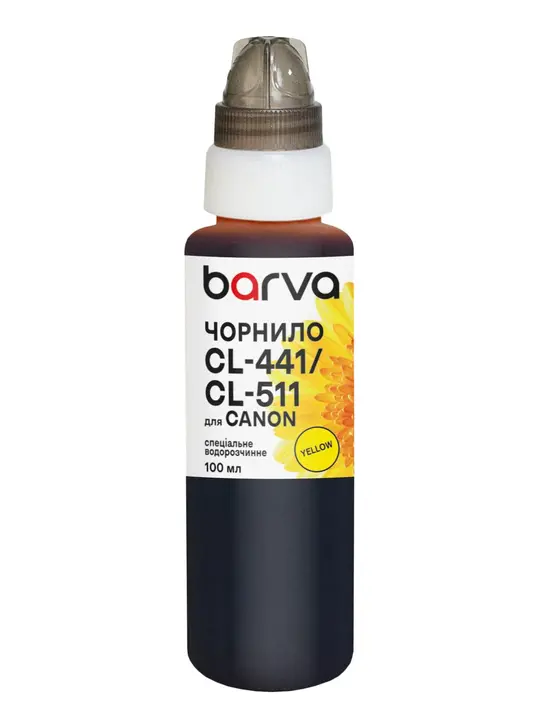 Чорнило для Canon CL-441/CLI-521/CL-511 спеціальне 100 мл, водорозчинне, жовте Barva (C521-288e)