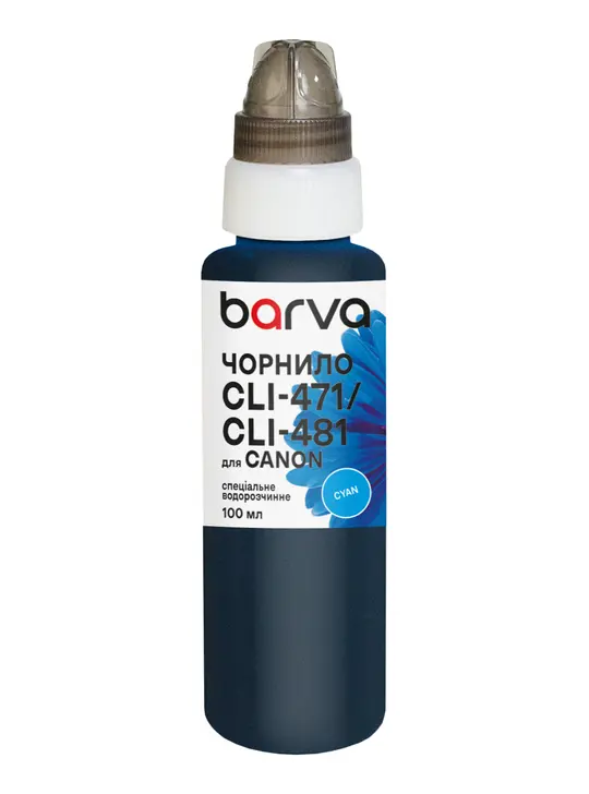 Чорнило для Canon CLI-471/CLI-481 C спеціальне 100 мл, водорозчинне, блакитне Barva (C471-554e)