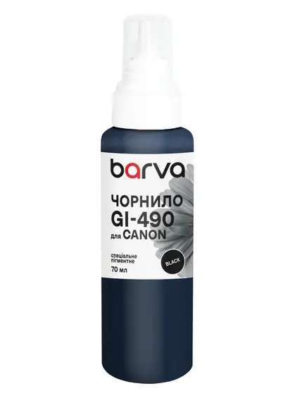 Чорнило для Canon GI-490 BK спеціальне 70 мл, пігментне, чорне Barva (G490-507e) Чорнило для Canon GI-490 BK спеціальне 70 мл, пігментне, чорне Barva (G490-507e)