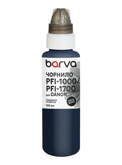 Чорнило для Canon PFI-1000/PFI-1700 MBK спеціальне 100 мл, пігментне, матово-чорне Barva (C1700-973) Чорнило для Canon PFI-1000/PFI-1700 MBK спеціальне 100 мл, пігментне, матово-чорне Barva (C1700-973)
