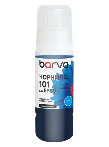 Чорнило для Epson 101 C спеціальне 70 мл, OneKey, водорозчинне, блакитне Barva (E101-559e) Чорнило для Epson 101 C спеціальне 70 мл, OneKey, водорозчинне, блакитне Barva (E101-559e)