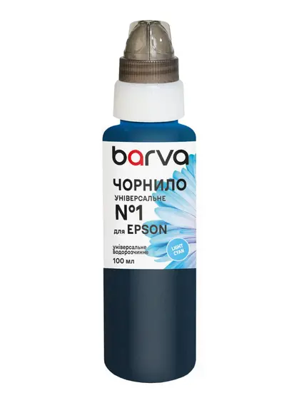 Чорнило для Epson універсальне №1 100 мл, водорозчинне, світло-блакитне Barva (EU1-1022) Чорнило для Epson універсальне №1 100 мл, водорозчинне, світло-блакитне Barva (EU1-1022)